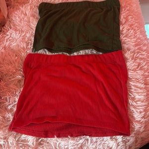 Dark green and red tube top